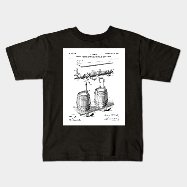 Beer Keg Patent - Home Brewer Craft Beer Art - White Kids T-Shirt by patentpress